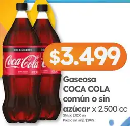Cordiez Coca cola gaseosa común o sin azúcar oferta