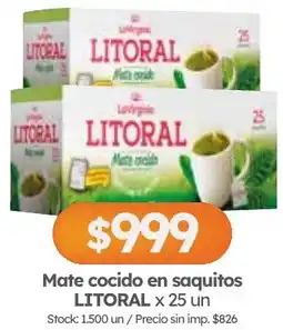 Cordiez Litoral mate cocido en saquitos oferta