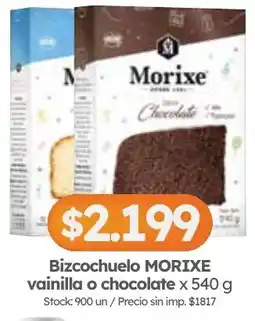 Cordiez Morixe bizcochuelo vainilla o chocolate oferta