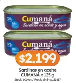 Cordiez Cumaná sardinas en aceite oferta