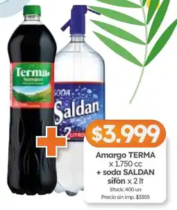 Cordiez Terma amargo + Saldan soda sifon oferta