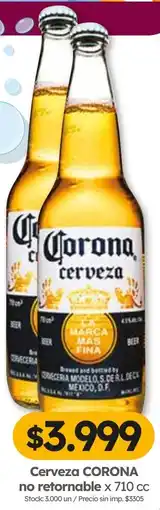 Cordiez Corona cerveza no retornable oferta