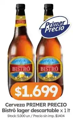 Cordiez Primer precio cerveza bistró lager descartable oferta