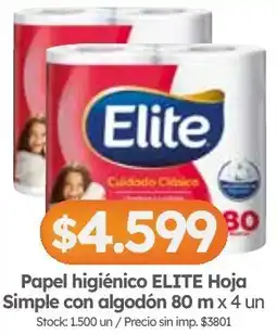 Cordiez Elite papel higiénico hoja simple con algodón oferta