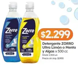 Cordiez Zorro detergente ultra limón o menta y algas oferta
