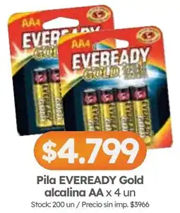Cordiez Eveready pila gold alcalina AA oferta