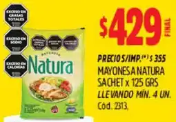 Supermercados Yaguar Natura mayonesa sachet oferta