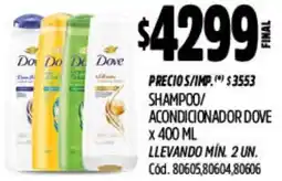 Supermercados Yaguar Dove shampoo/acondicionador oferta