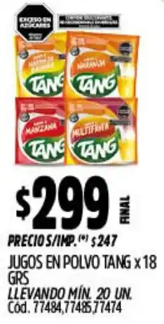 Supermercados Yaguar Tang jugos en polvo oferta