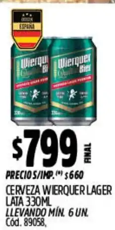 Supermercados Yaguar Wierquer cerveza lager lata oferta