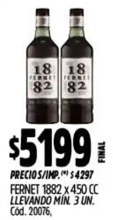 Supermercados Yaguar Fernet 1882 oferta