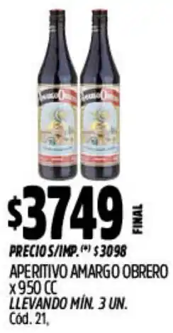 Supermercados Yaguar Amargo obrero aperitivo oferta