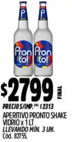 Supermercados Yaguar Pronto aperitivo shake vidrio oferta