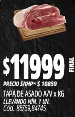 Supermercados Yaguar Tapa de asado a/v oferta