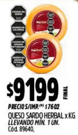 Supermercados Yaguar Herbal queso sardo oferta
