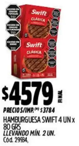 Supermercados Yaguar Swift hamburguesa oferta