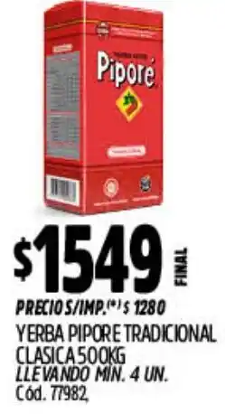 Supermercados Yaguar Pipore yerba tradicional clasica oferta