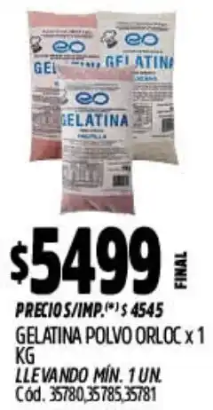 Supermercados Yaguar Gelatina polvo orloc oferta