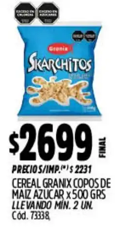 Supermercados Yaguar Granix cereal copos de maiz azucar oferta