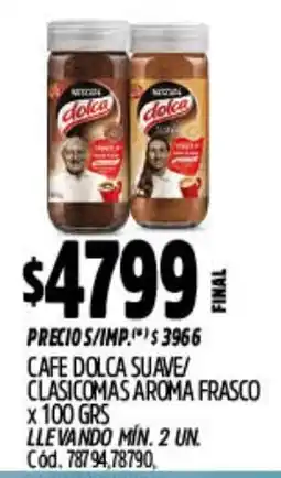Supermercados Yaguar Cafe dolca suave/ clasicomas aroma frasco oferta