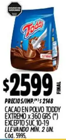 Supermercados Yaguar Toddy cacao en polvo extremo oferta