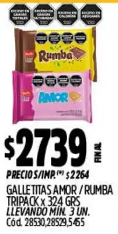 Supermercados Yaguar Amor/rumba galletitas tripack oferta