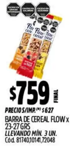 Supermercados Yaguar Flow barra de cereal oferta