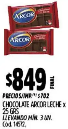 Supermercados Yaguar Arcor leche chocolate oferta
