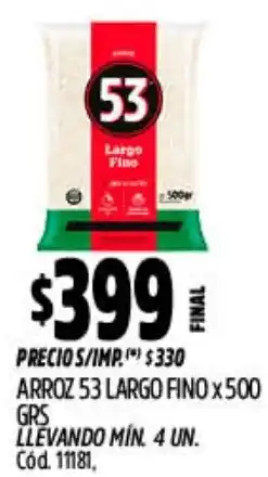 Supermercados Yaguar 53 largo arroz fino oferta