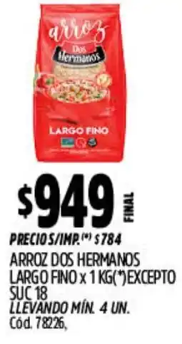 Supermercados Yaguar Arroz dos hermanos largo fino oferta