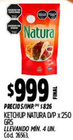 Supermercados Yaguar Natura ketchup d/p oferta