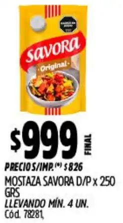 Supermercados Yaguar Savora mostaza d/p oferta