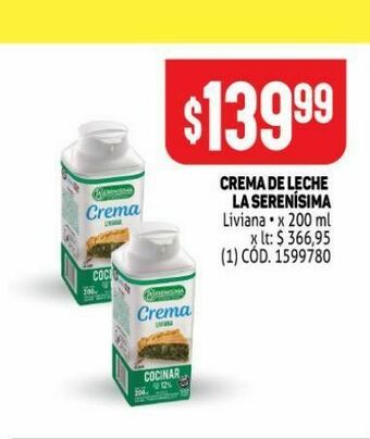 Makro Crema de leche la serenísima oferta