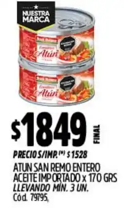 Supermercados Yaguar San remo atun entero aceite importado oferta