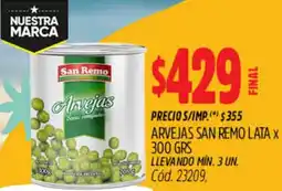 Supermercados Yaguar San remo arvejas lata oferta