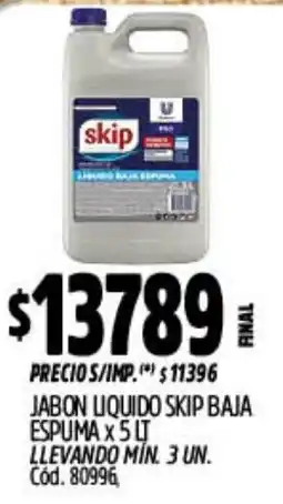 Supermercados Yaguar Skip jabon liquido baja espuma oferta