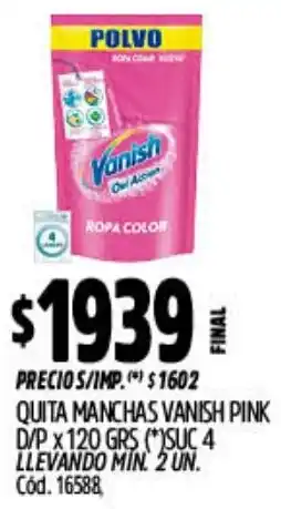 Supermercados Yaguar Vanish quita manchas pink d/p oferta