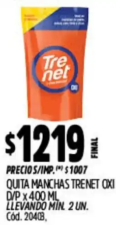 Supermercados Yaguar Trenet quita manchas oxi d/p oferta