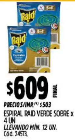 Supermercados Yaguar Raid espiral verde sobre oferta