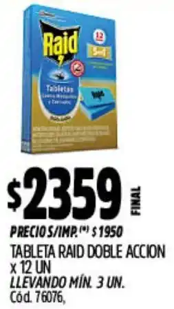 Supermercados Yaguar Raid tableta doble accion oferta