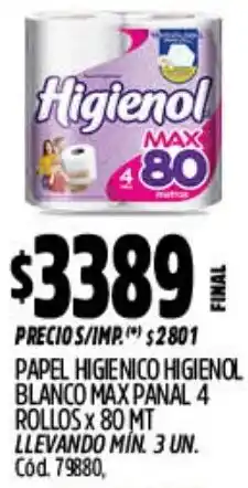 Supermercados Yaguar Higienol papel higienico blanco max panal oferta
