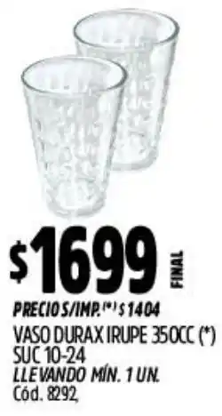 Supermercados Yaguar Vaso durax irupe oferta