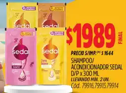 Supermercados Yaguar Sedal shampoo/ acondicionador d/p oferta