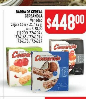Makro Barra de cereal cereanola oferta