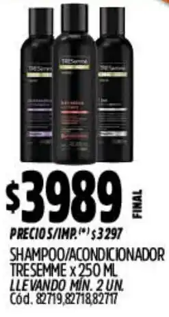 Supermercados Yaguar Tresemmé shampoo/acondicionador oferta