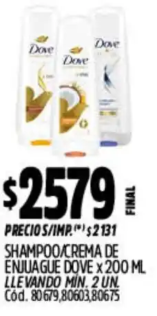 Supermercados Yaguar Dove shampoo/crema de enjuague oferta