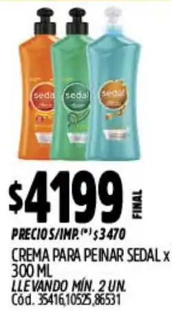 Supermercados Yaguar Sedal crema para peinar oferta