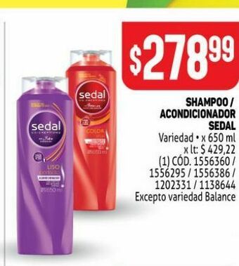Makro Shampoo/ acondicionador sedal oferta