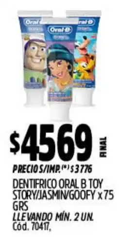 Supermercados Yaguar Oral B dentifrico toy story/jasmin/goofy oferta