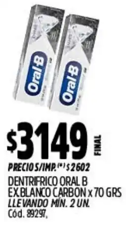 Supermercados Yaguar Oral B dentrifrico ex. blanco carbon oferta